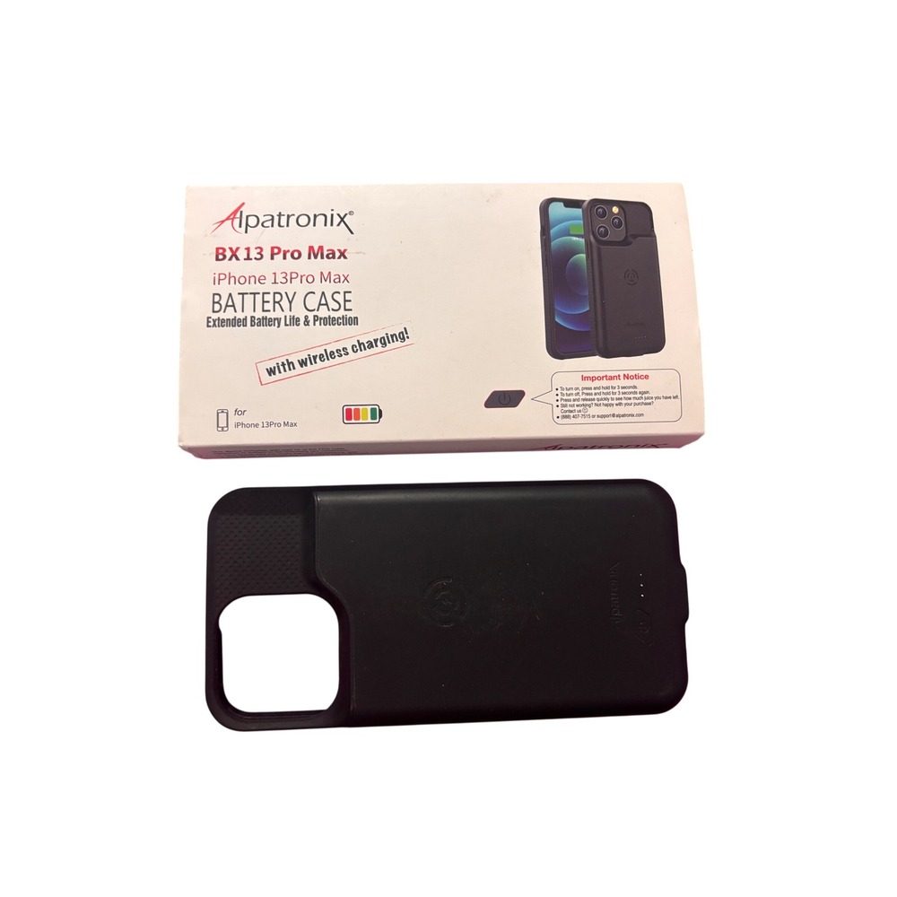 Alpatronix iPhone 13 Pro Max Battery Case BX13 Pro Max Black Wireless Charging